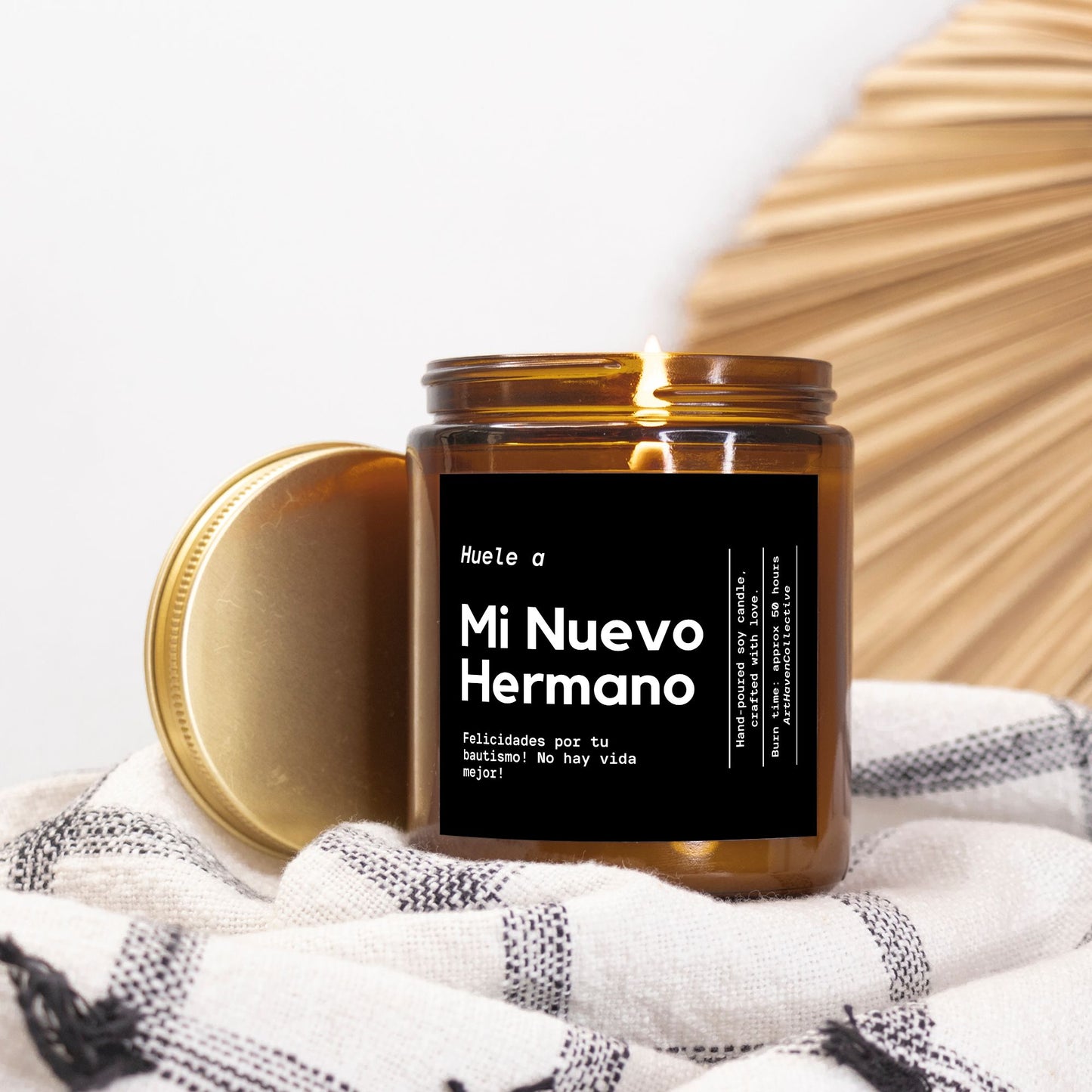Spanish brother best life ever candle gift, no hay vida mejor, regalo de bautismo para hermanos