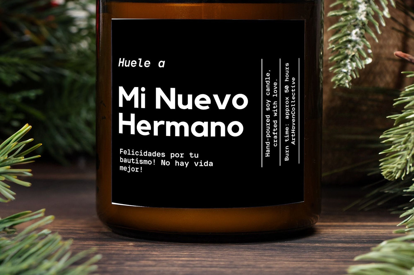 Spanish brother best life ever candle gift, no hay vida mejor, regalo de bautismo para hermanos
