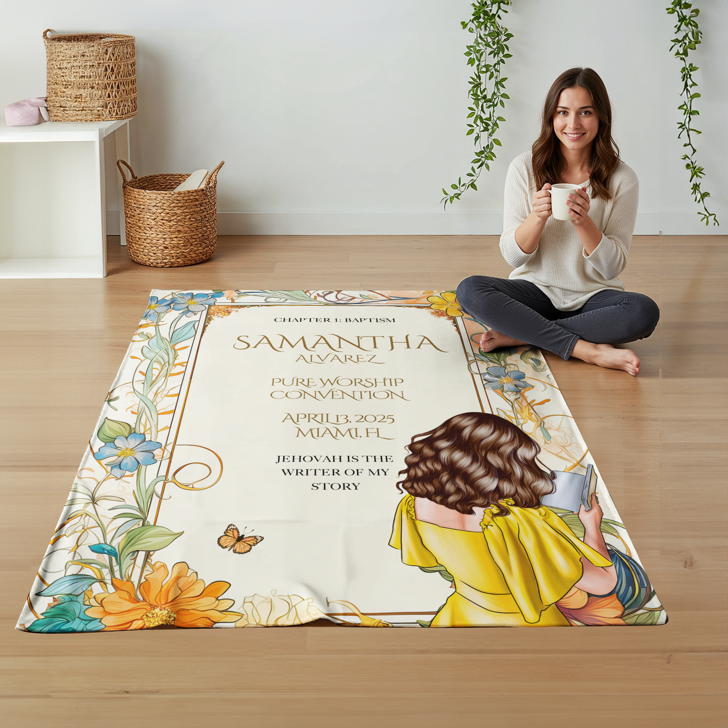 50x60 Baptism blanket for sisters, Baptism gifts for sisters