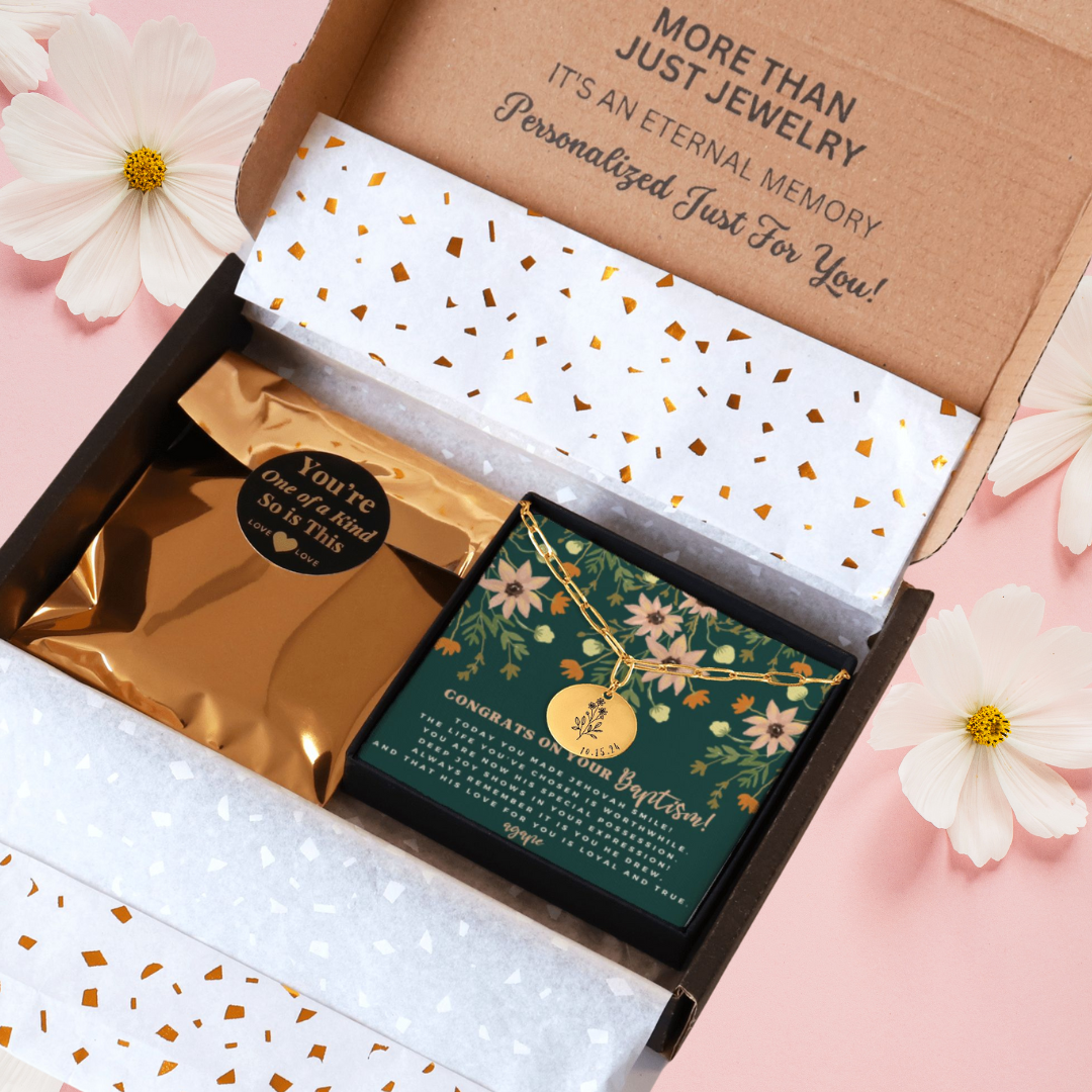 baptism date necklace for sisters, baptism gift for sisters, best life ever necklace