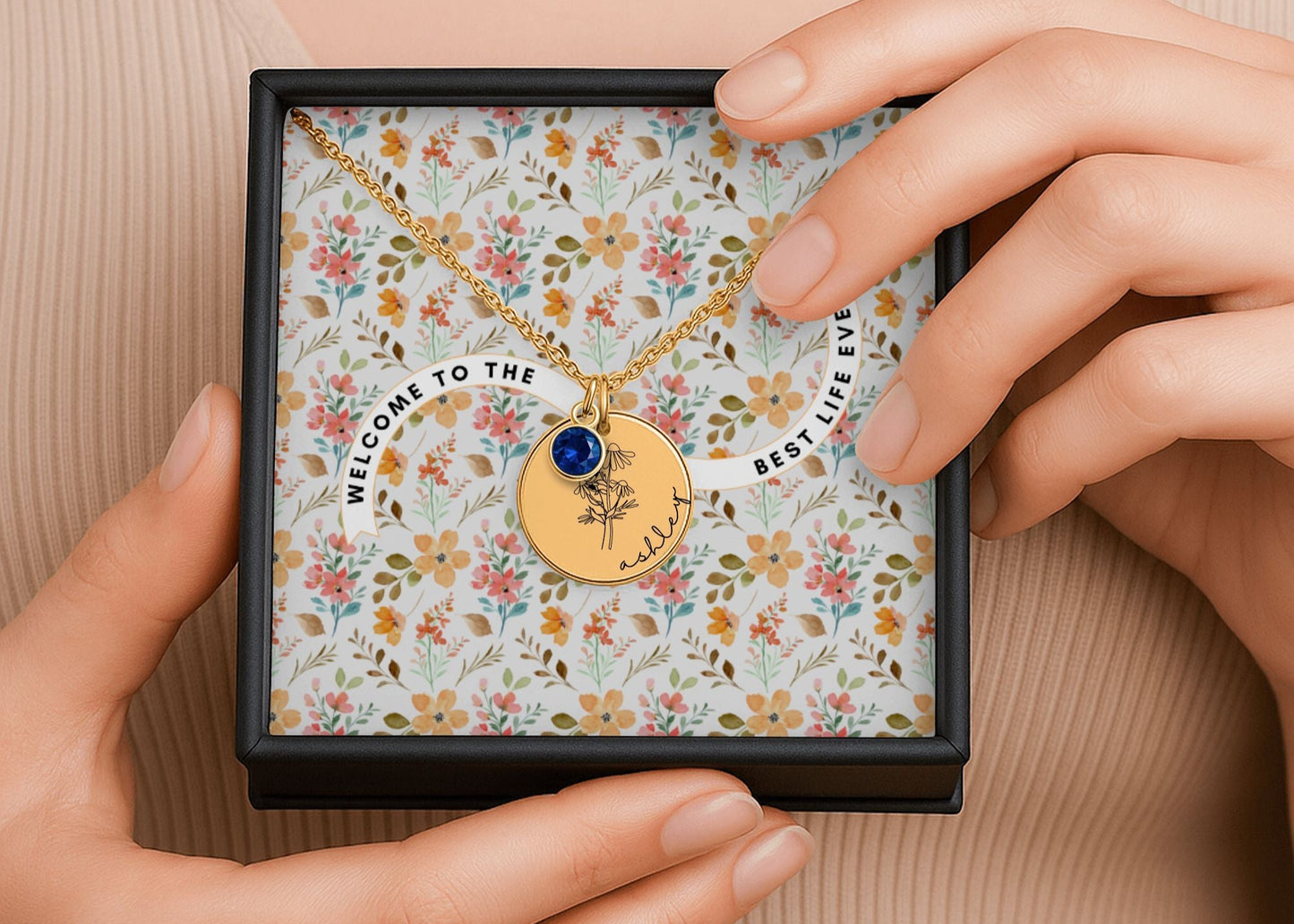 baptism necklace with stone for sisters, engraved personalized baptism gift for sisters