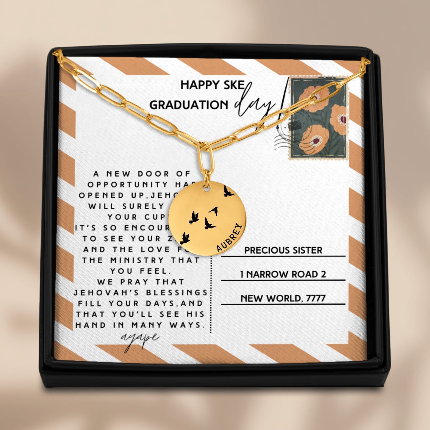 ske necklace for sisters, school for kingdom evangelizers gifts, ske graduation gift