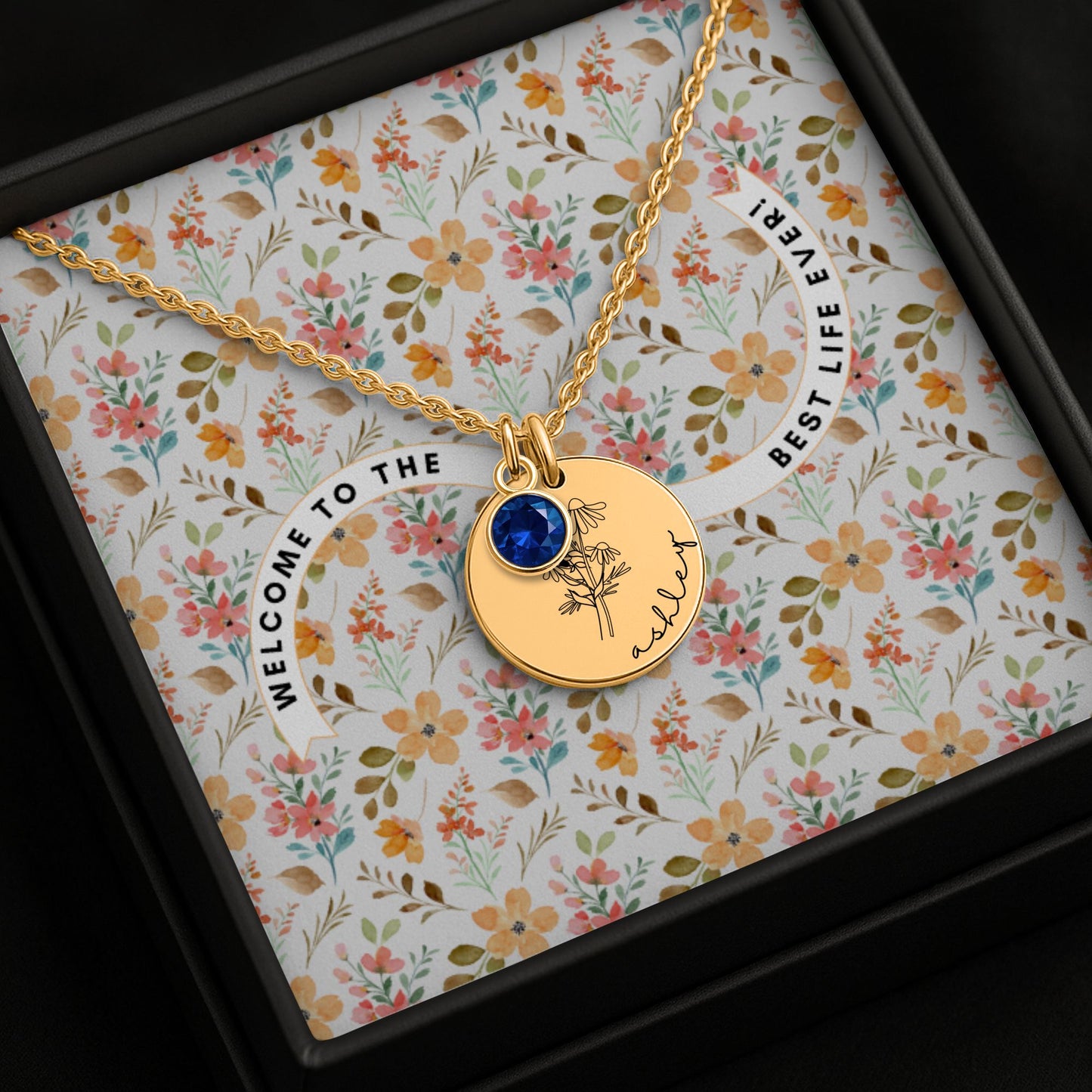 baptism necklace with stone for sisters, engraved personalized baptism gift for sisters