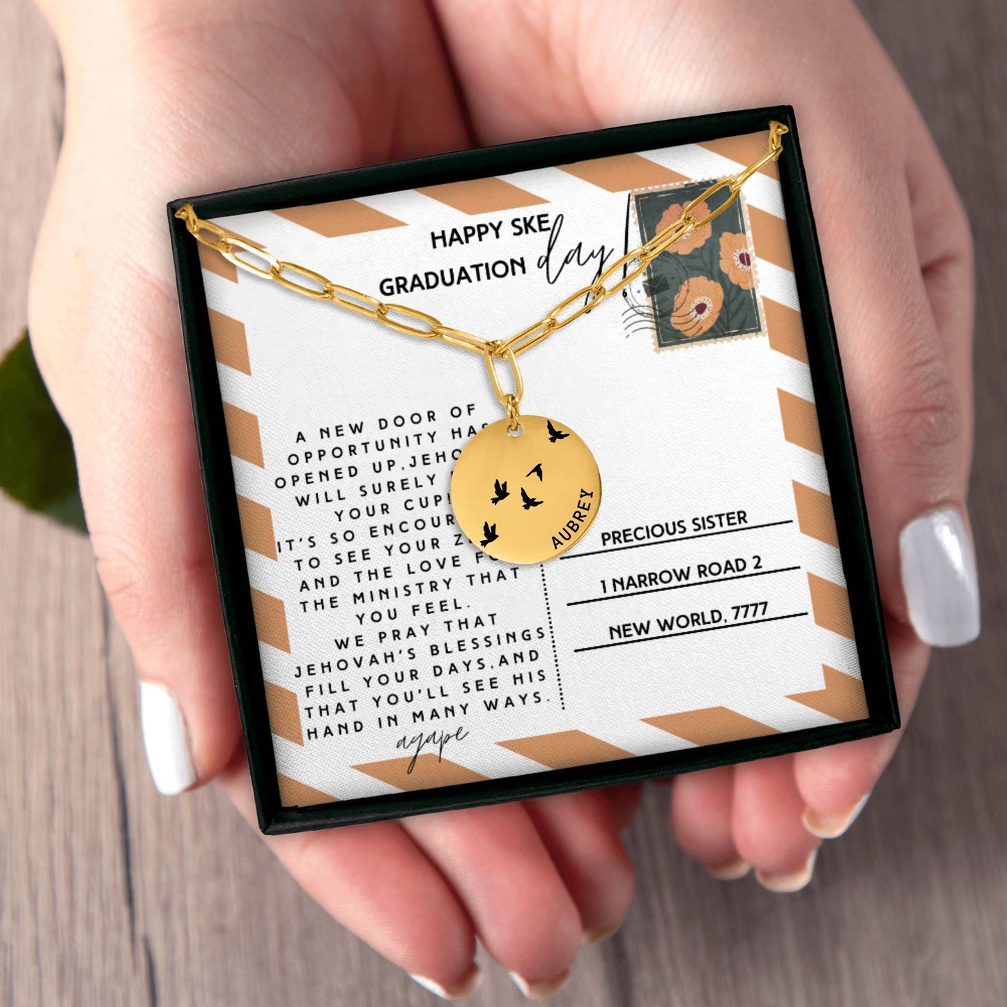 ske necklace for sisters, school for kingdom evangelizers gifts, ske graduation gift