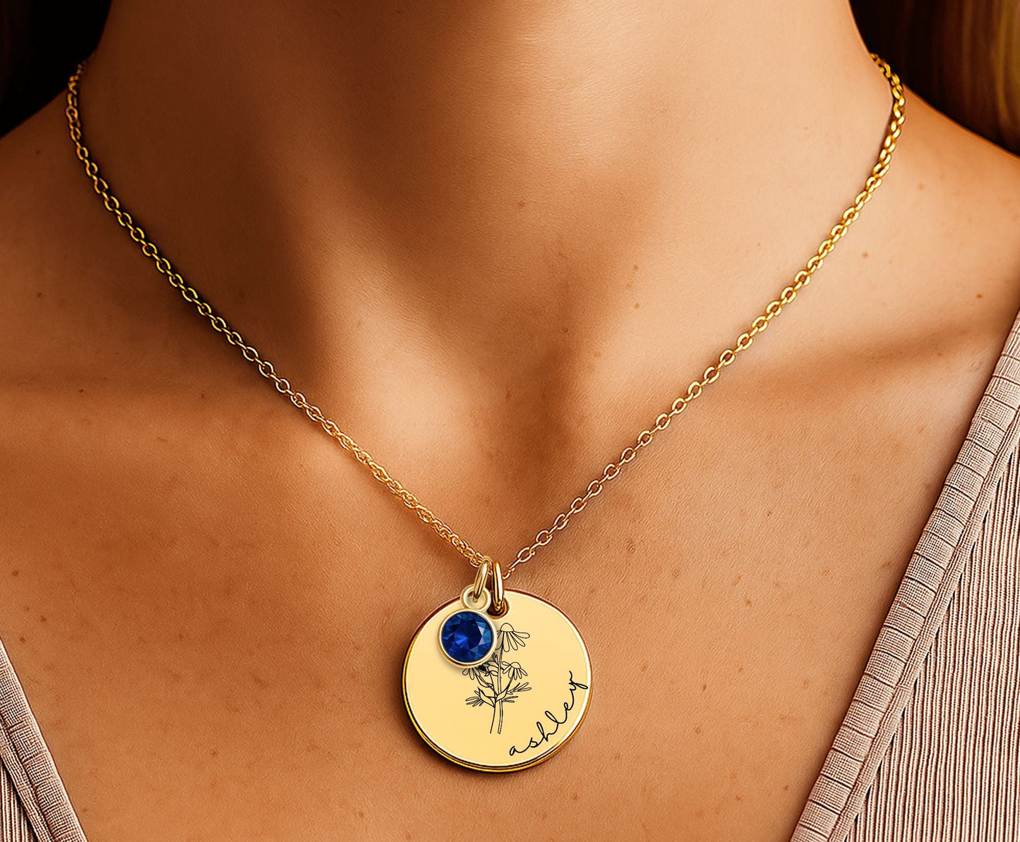 baptism necklace with stone for sisters, engraved personalized baptism gift for sisters