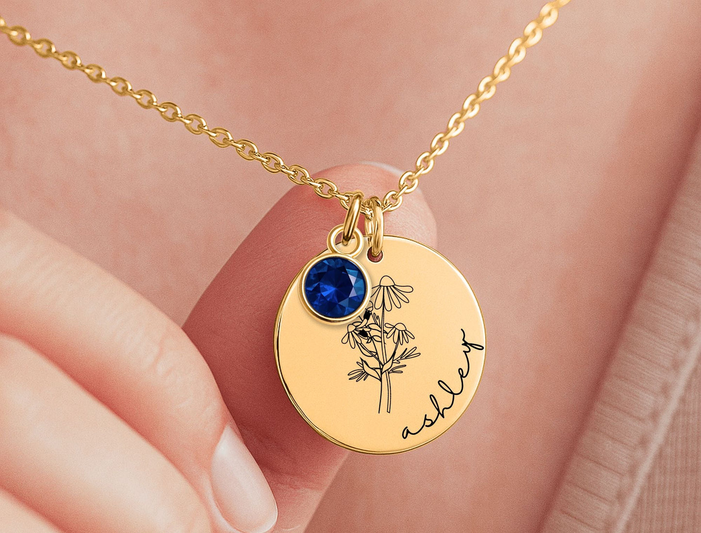baptism necklace with stone for sisters, engraved personalized baptism gift for sisters