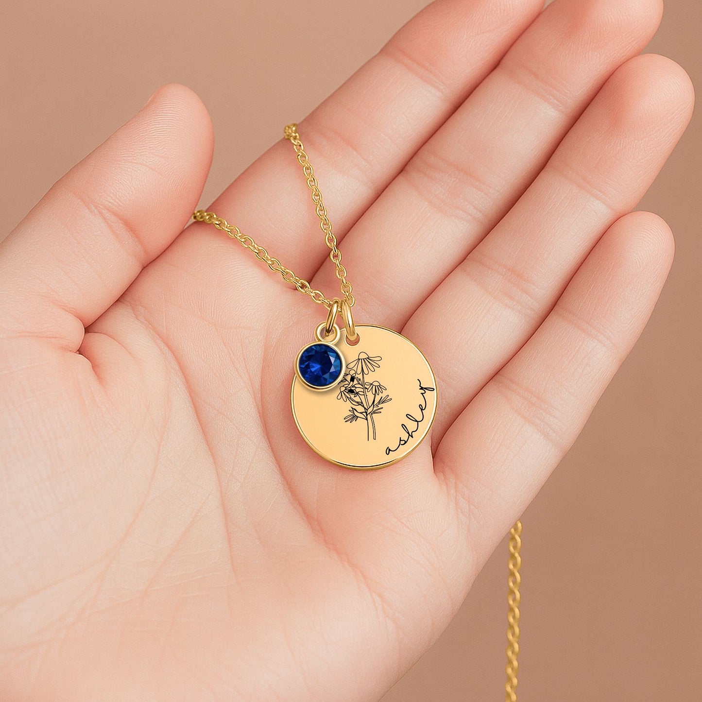 baptism necklace with stone for sisters, engraved personalized baptism gift for sisters