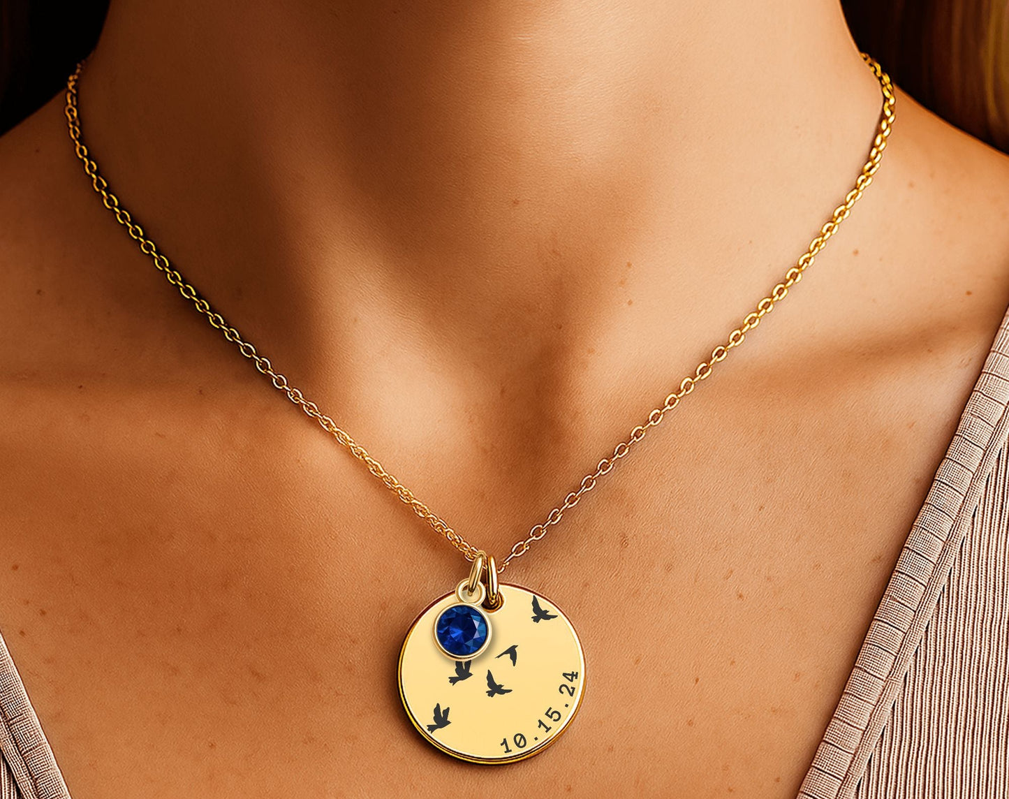 baptism necklace with stone for sisters, baptism gift for girls