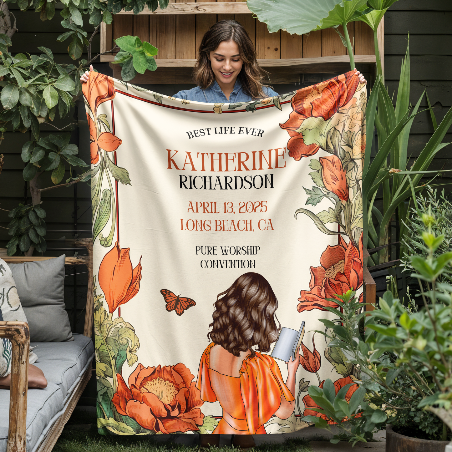 50" x 60" Baptism blanket for sisters, jw personalized baptism gift for girl