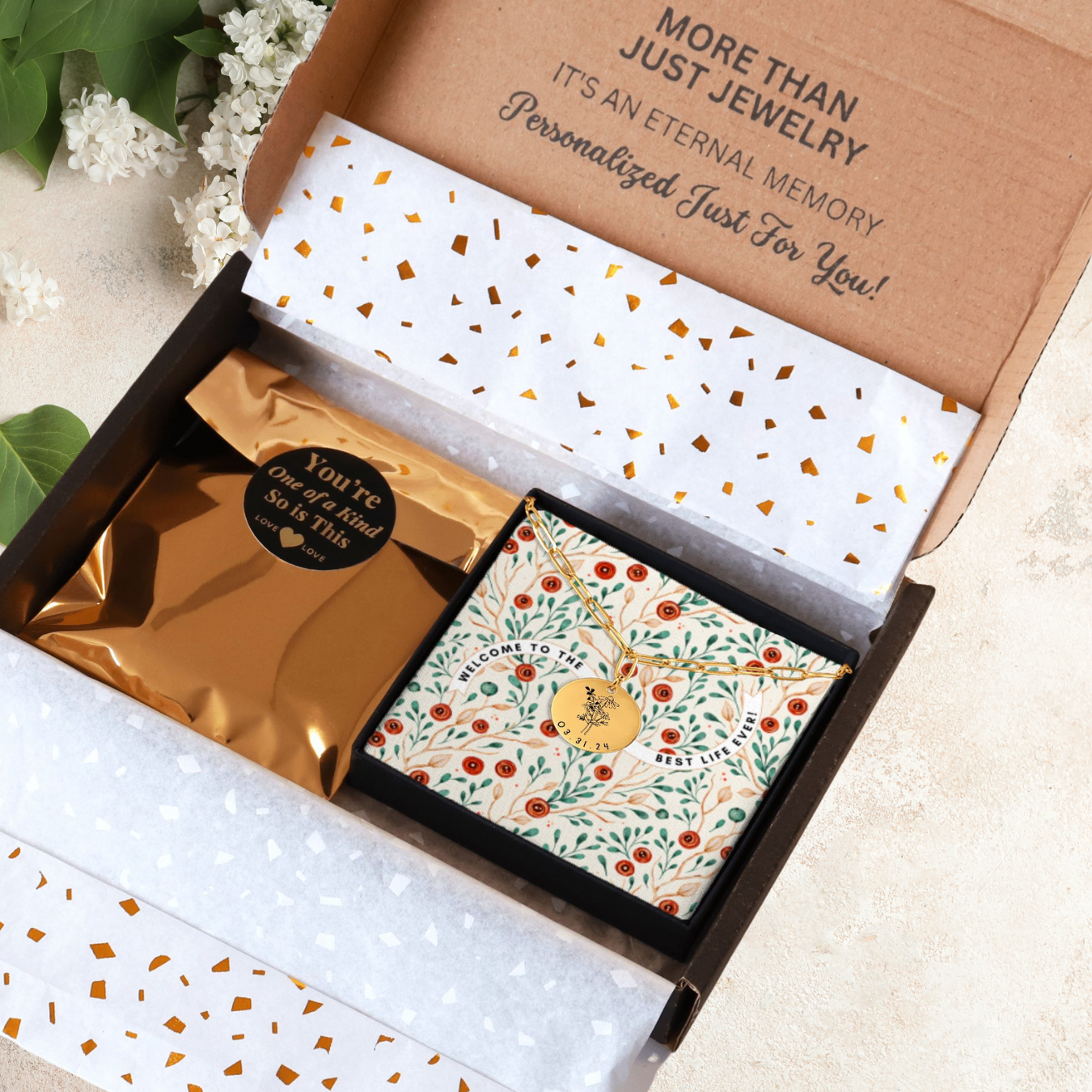 best life ever flower choice necklace for sisters, best life ever necklace