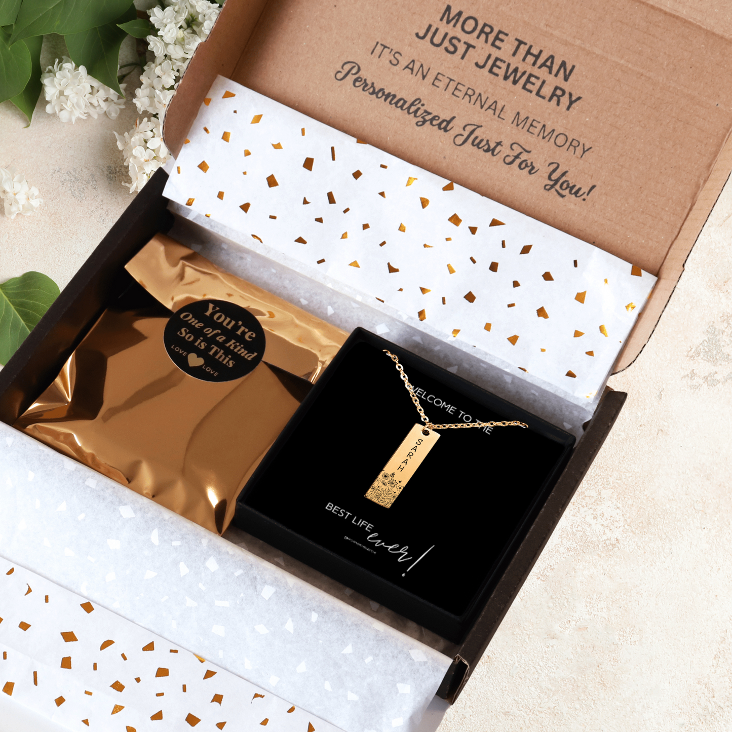 vertical bar best life ever necklace for sisters