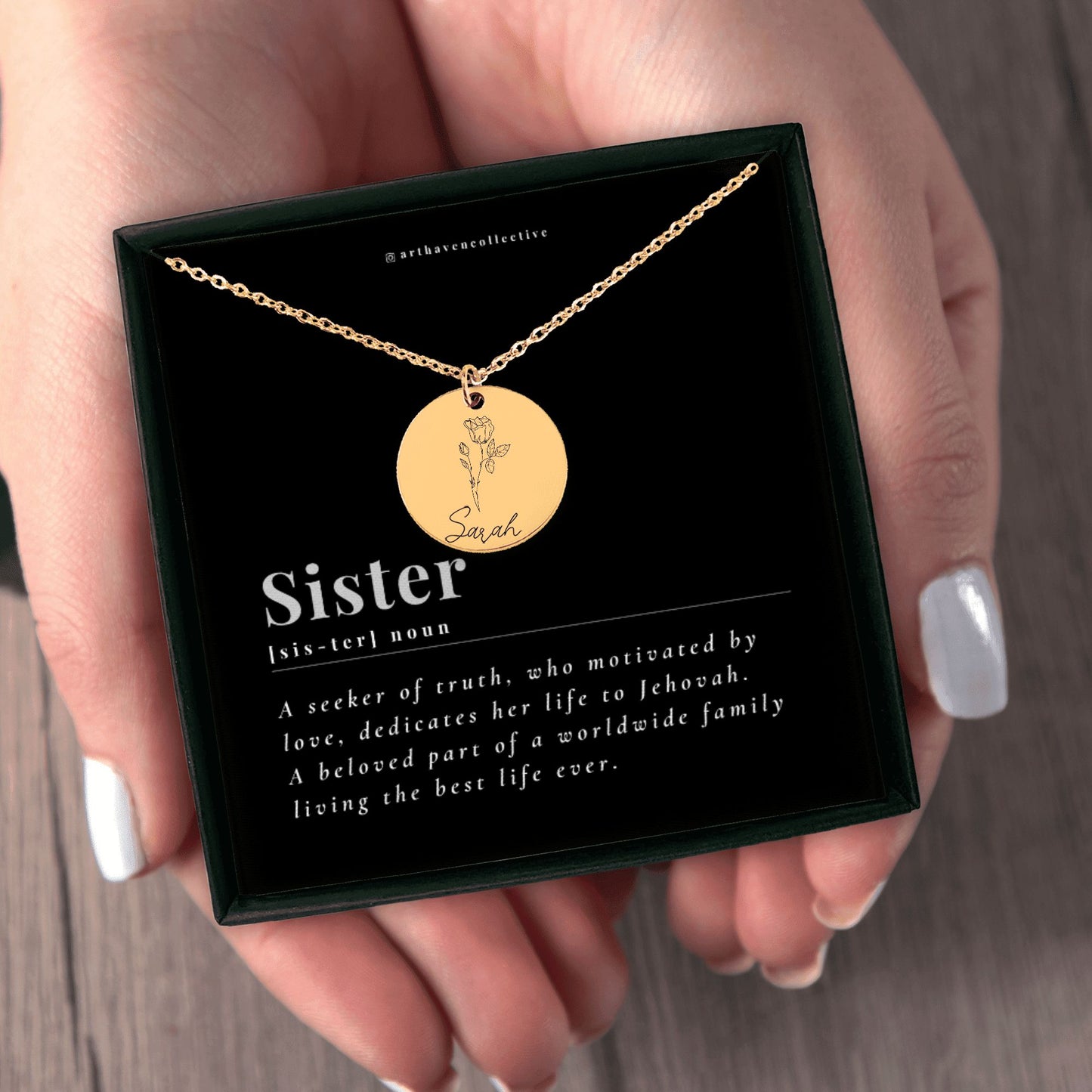 best life ever baptism necklace for sisters with flower choice