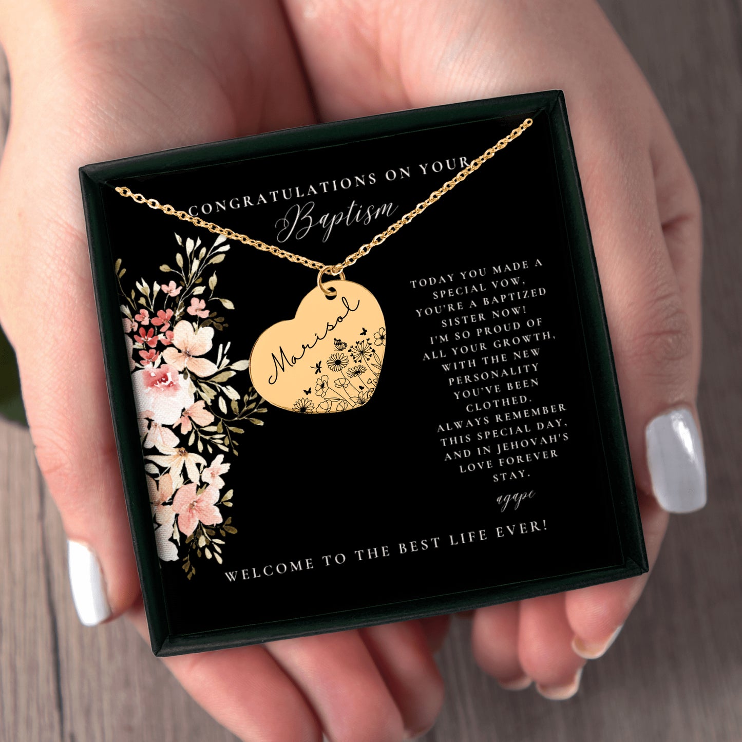 personalized baptism necklace for sisters