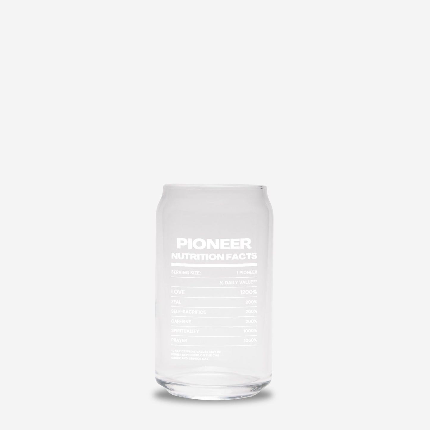 New Pioneer Gift, Pioneer School gift, Pioneer glass can tumbler,