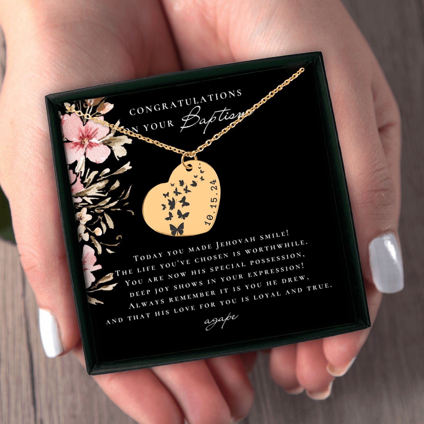 personalized baptism necklace for sisters