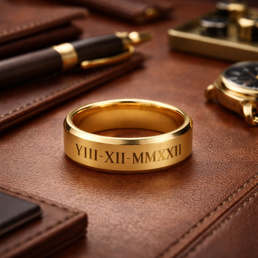 engraved baptism ring for brothers, baptism gift for men