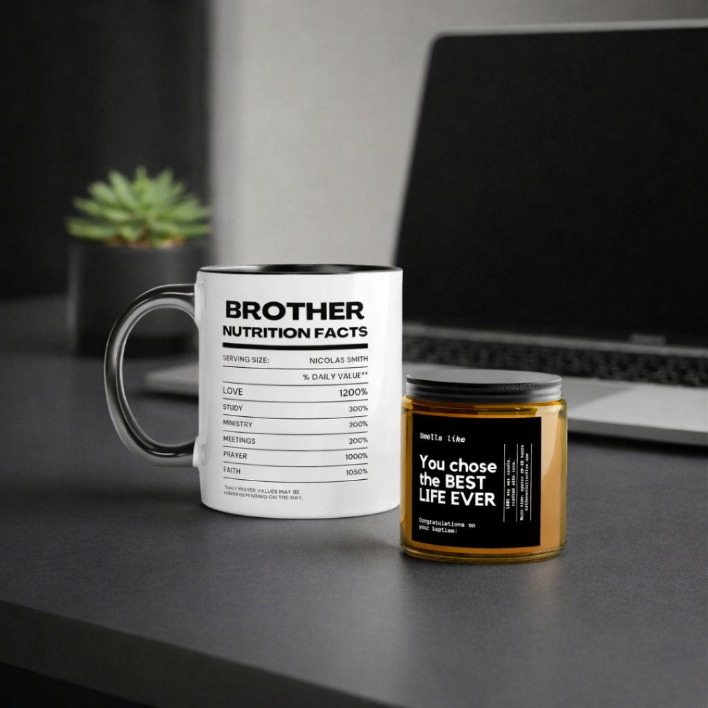 personalized baptism gifts for men, baptism mug gift box for brothers