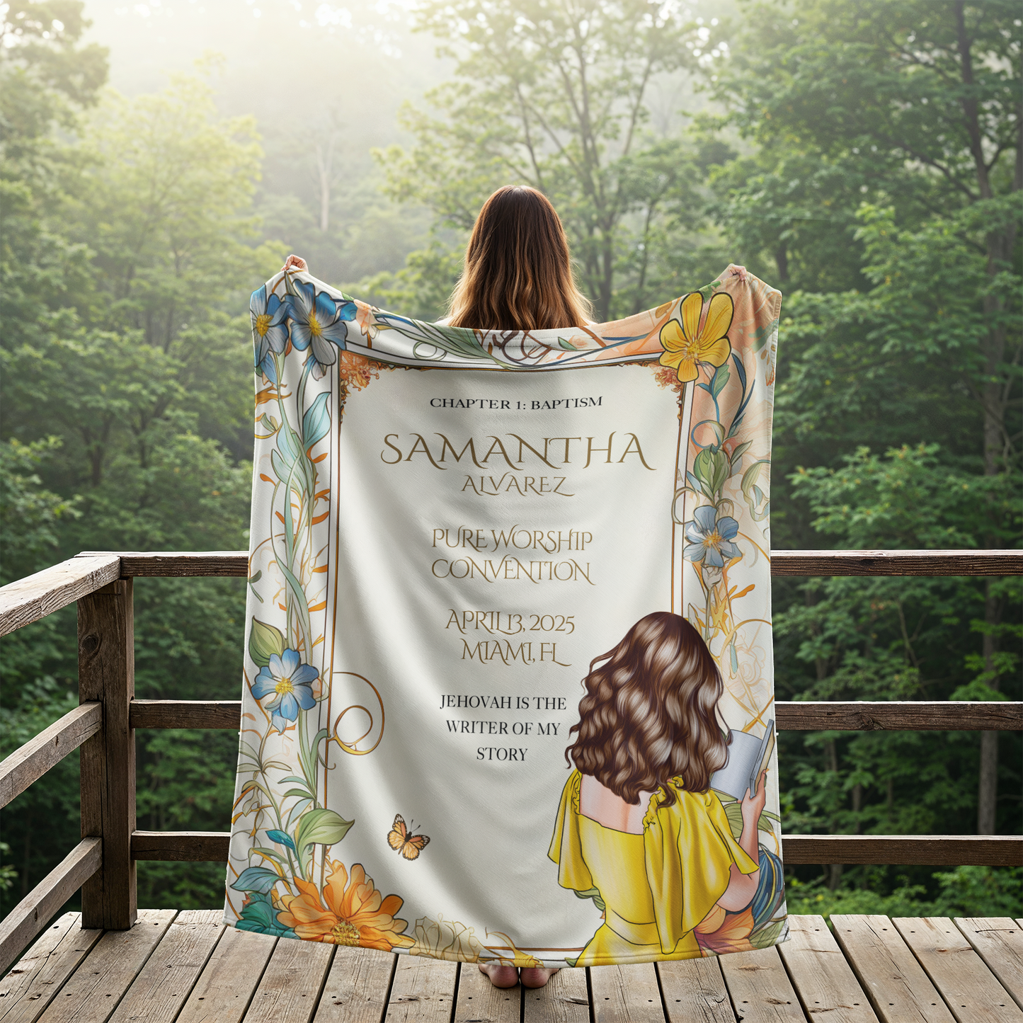 50x60 Baptism blanket for sisters, Baptism gifts for sisters