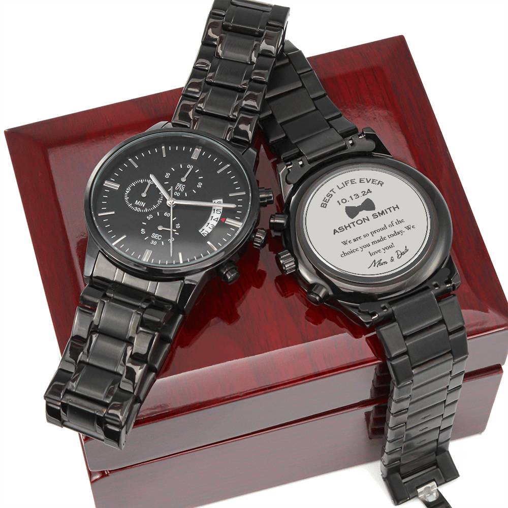 Best Life Ever Engraved Chronograph Watch