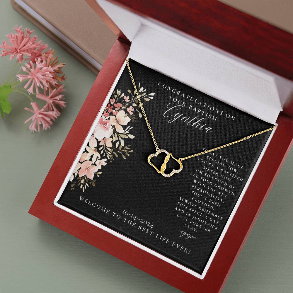 solid 10k gold necklace, baptism necklace for sisters, for daughter