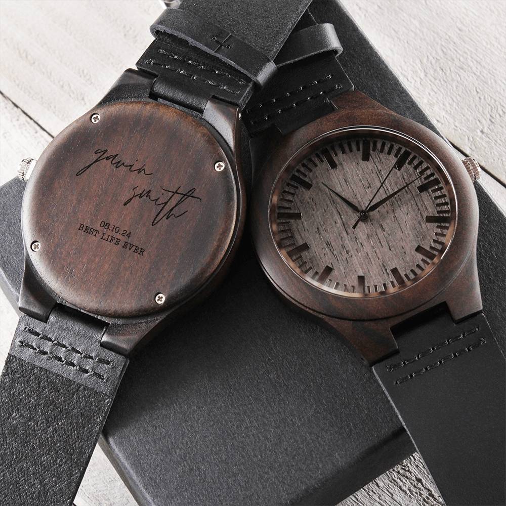 personalized best life ever wooden watch, engraved watch for brothers