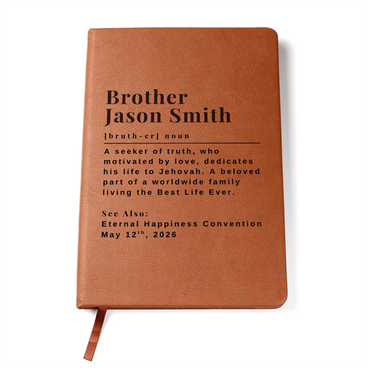 JW Baptism Gift for Brothers - Personalized Dedicated to Jehovah Journal Notebook for Men
