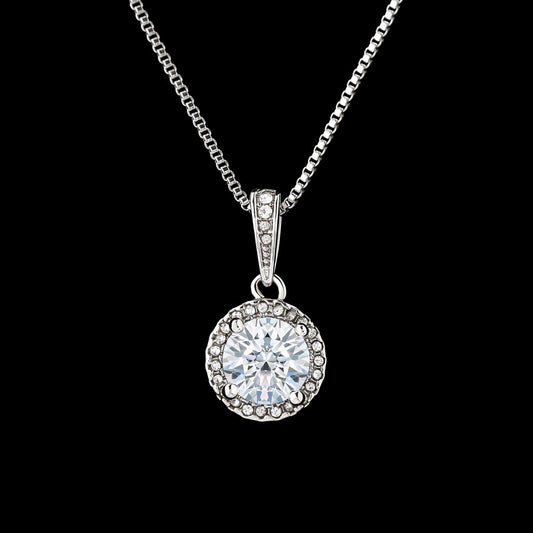 white gold finish baptism necklace with cz crystals, for sisters