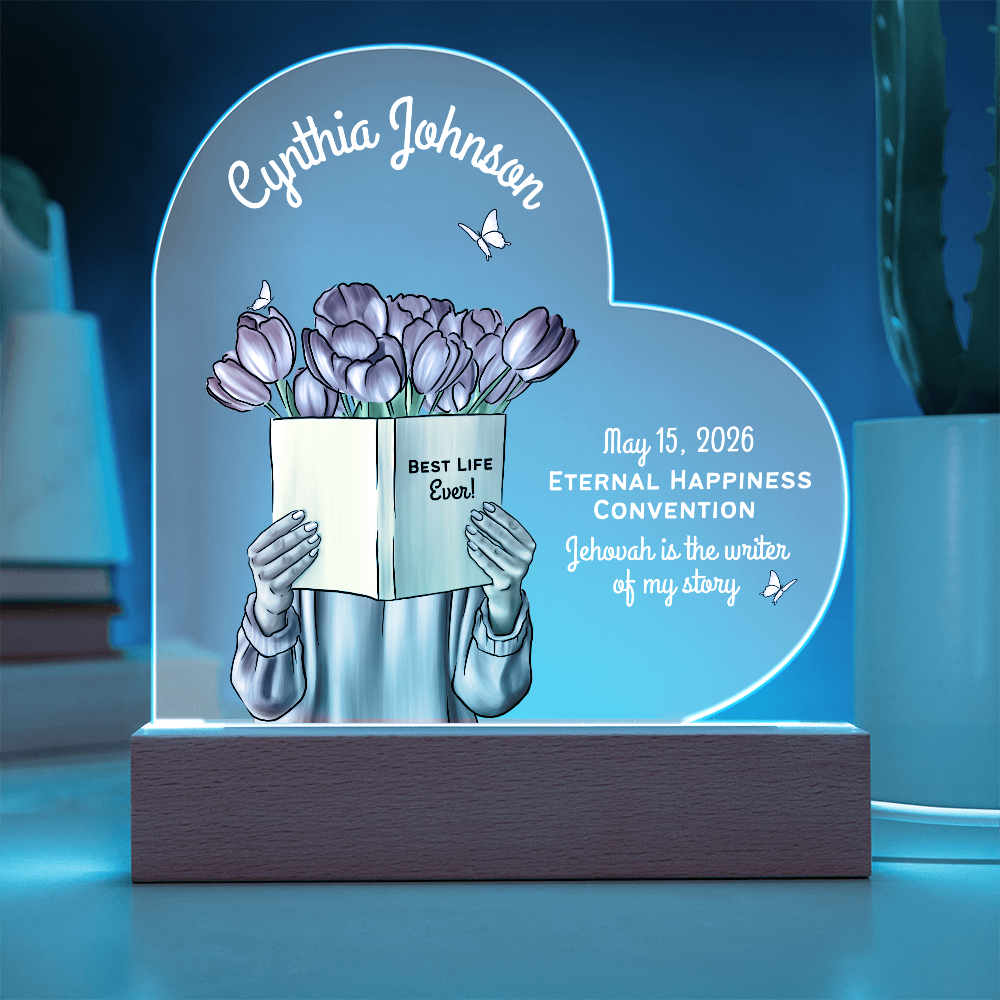 Personalized Heart Baptism LED Plaque for Sisters