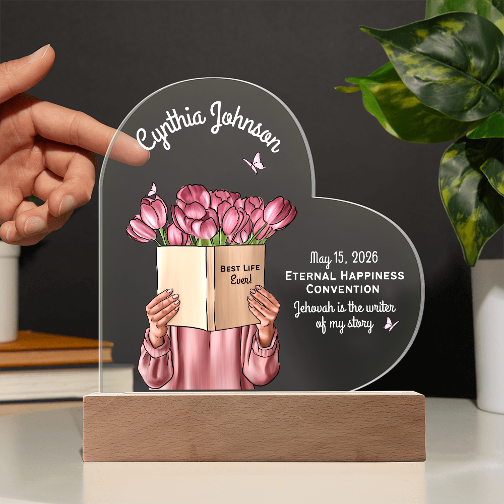 Personalized Heart Baptism LED Plaque for Sisters
