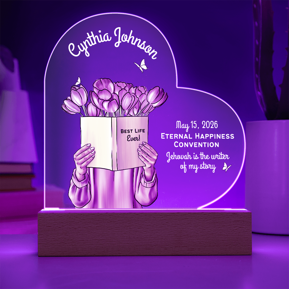 Personalized Heart Baptism LED Plaque for Sisters