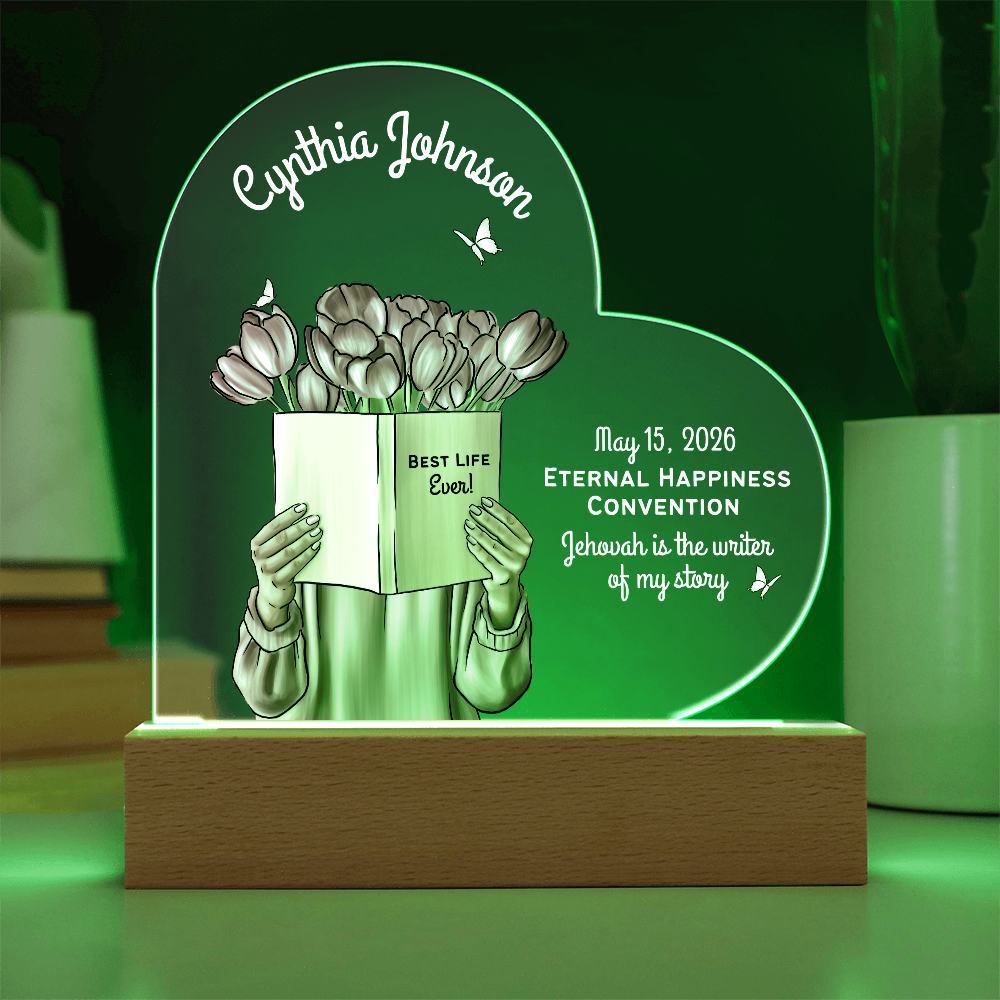Personalized Heart Baptism LED Plaque for Sisters