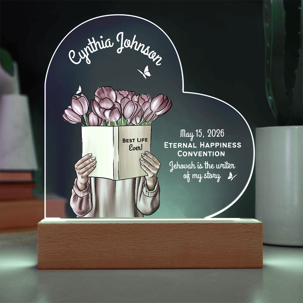 Personalized Heart Baptism LED Plaque for Sisters