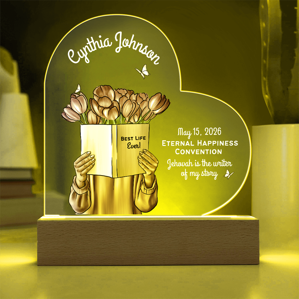 Personalized Heart Baptism LED Plaque for Sisters