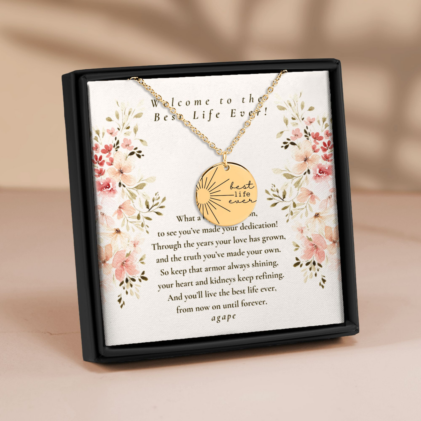 best life ever baptism necklace