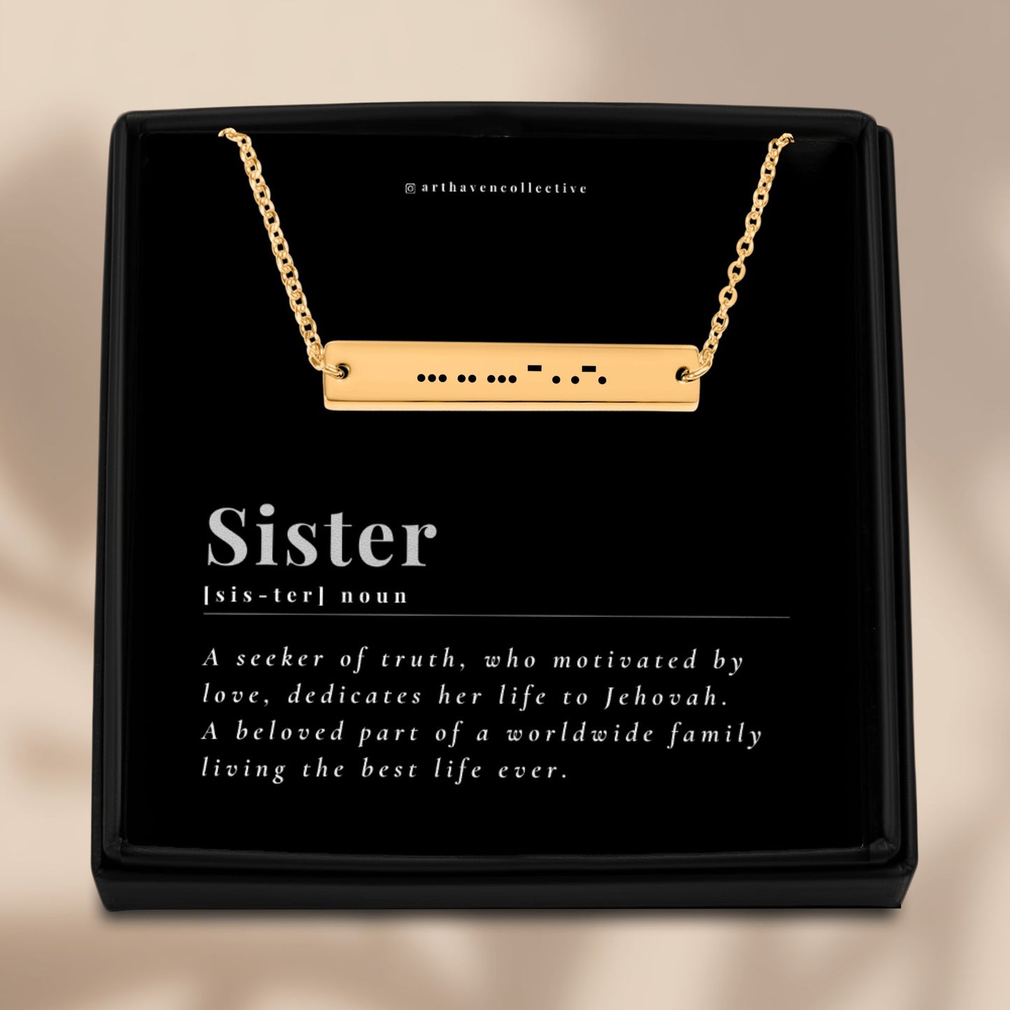 horizontal bar sister morse code necklace, best life ever necklace for sisters