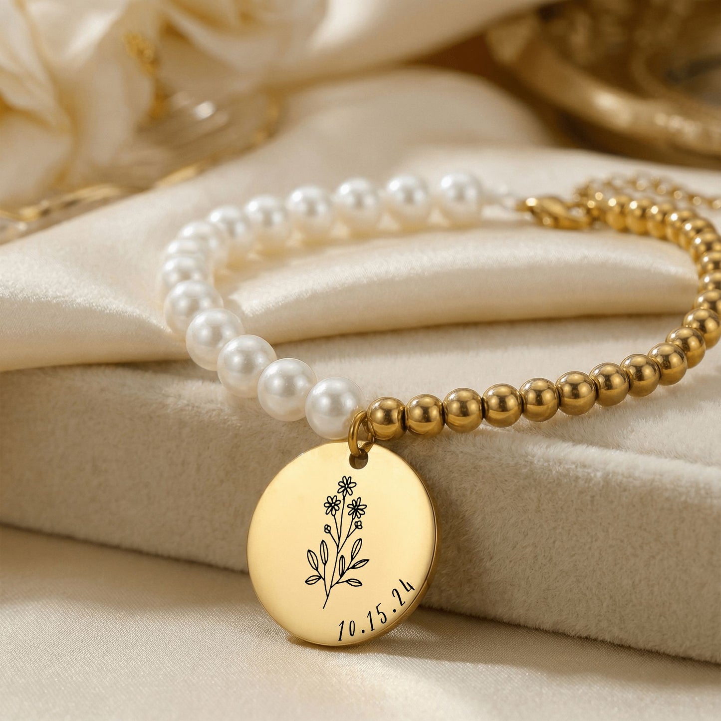 personalized date baptism bracelet for sisters