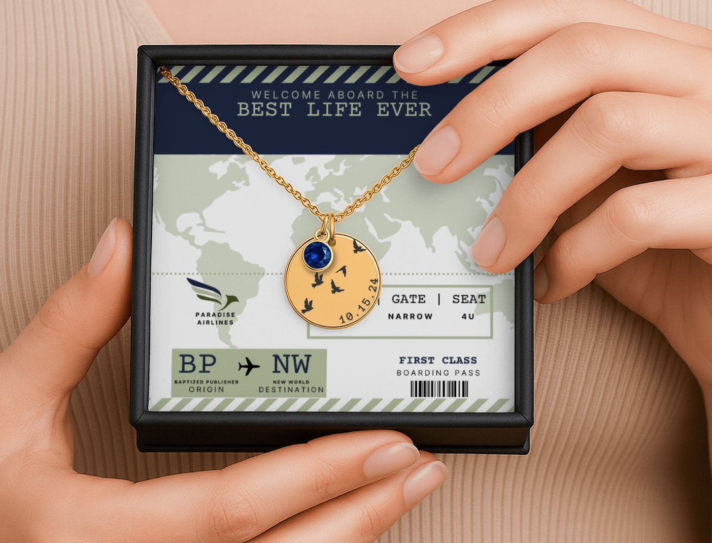 baptism necklace with stone for sisters, baptism gift for girls
