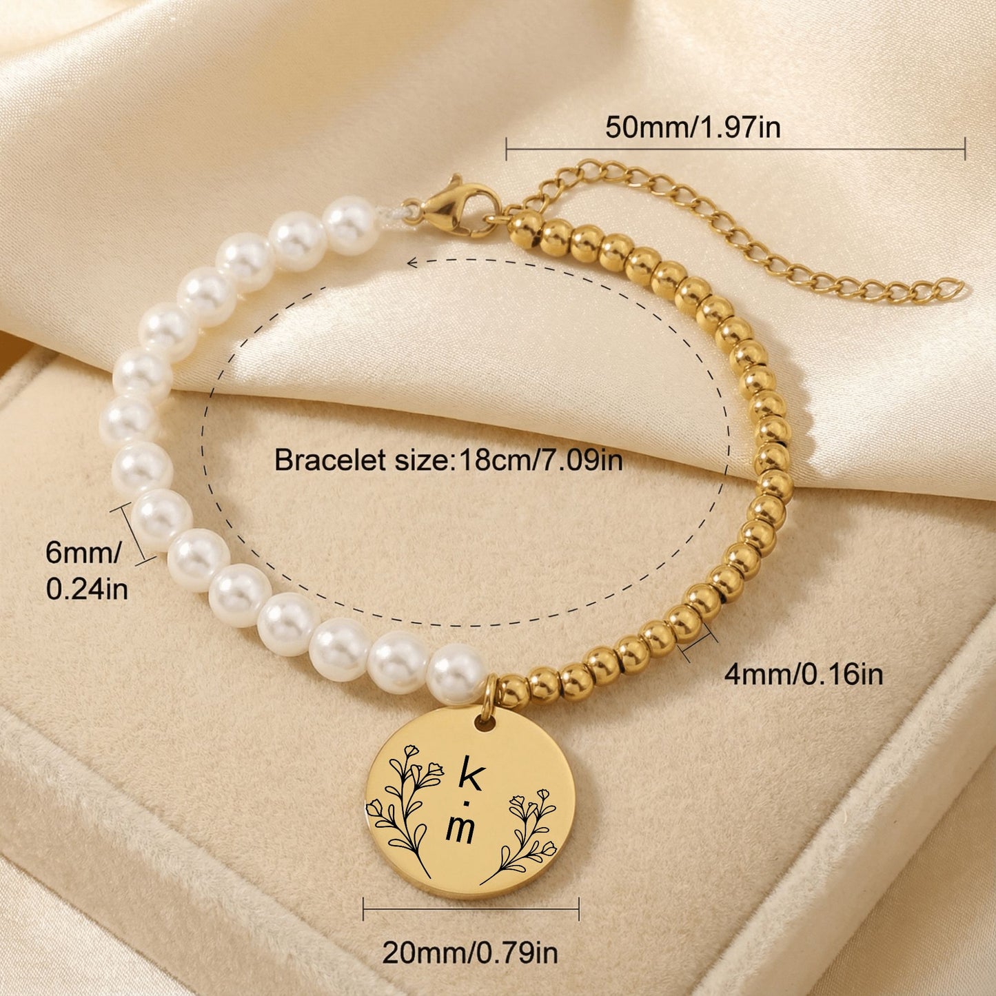 engraved initials baptism bracelet for sisters