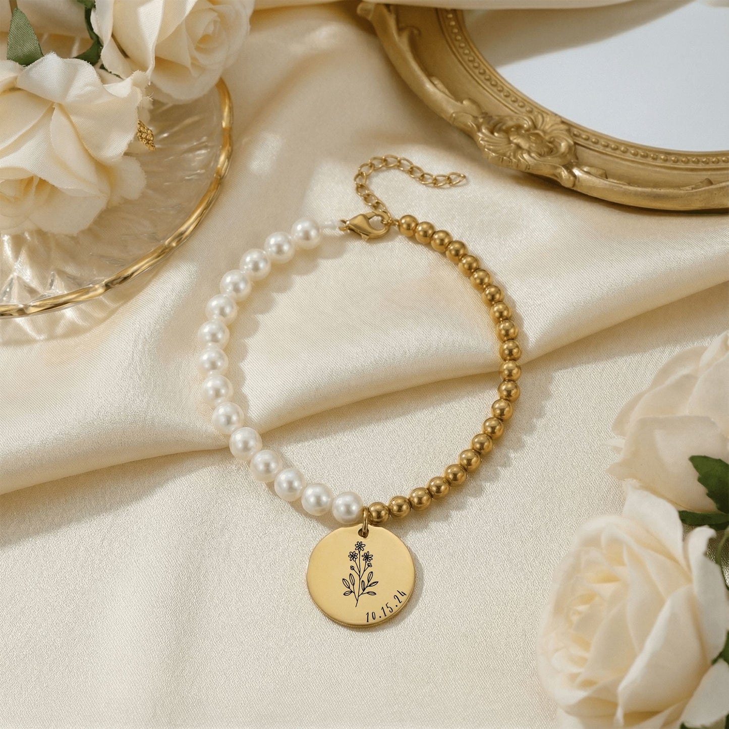 personalized date baptism bracelet for sisters