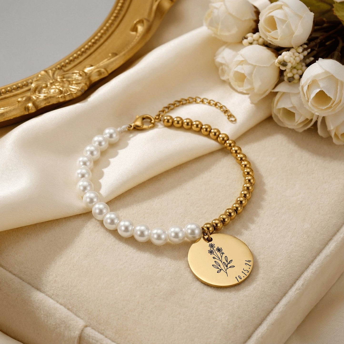 personalized date baptism bracelet for sisters