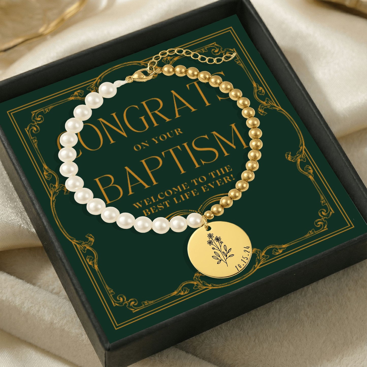 personalized date baptism bracelet for sisters