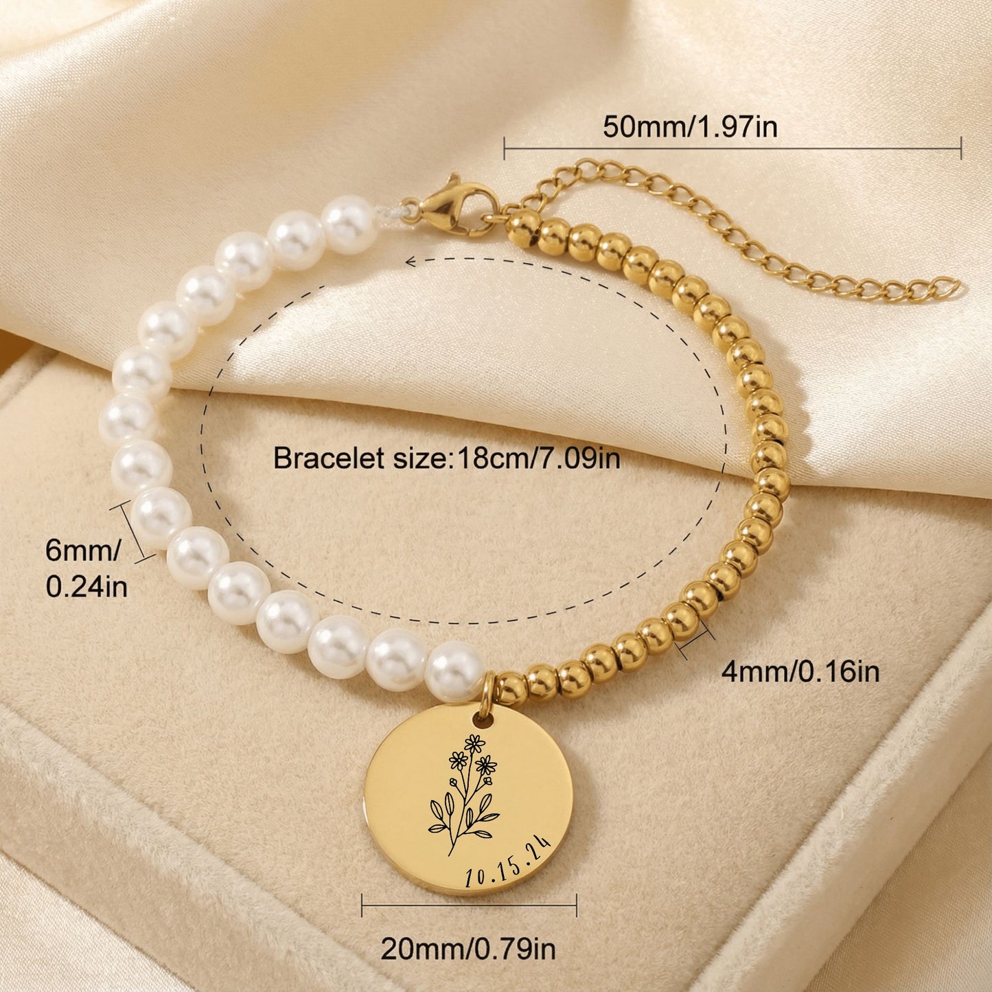 personalized date baptism bracelet for sisters
