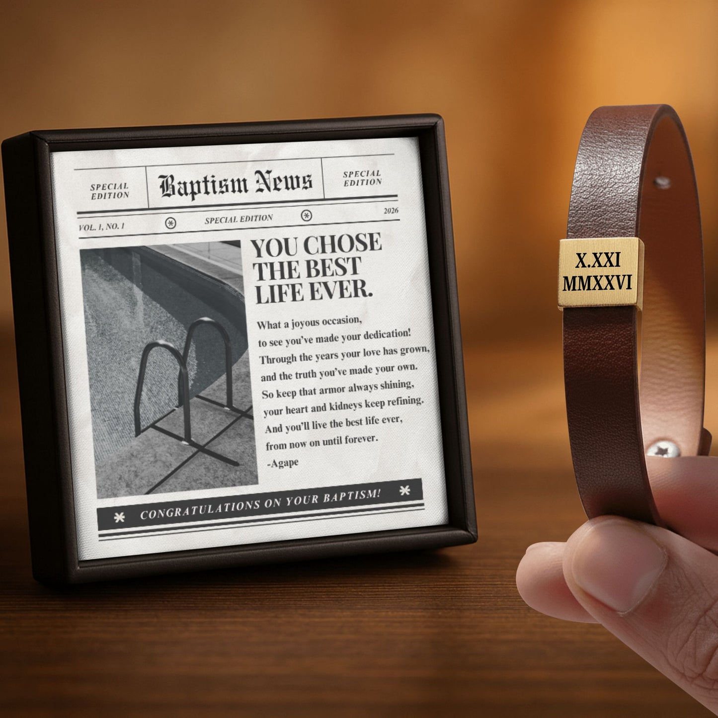 Baptism bracelet gift for brothers, Baptism gift for son 2026