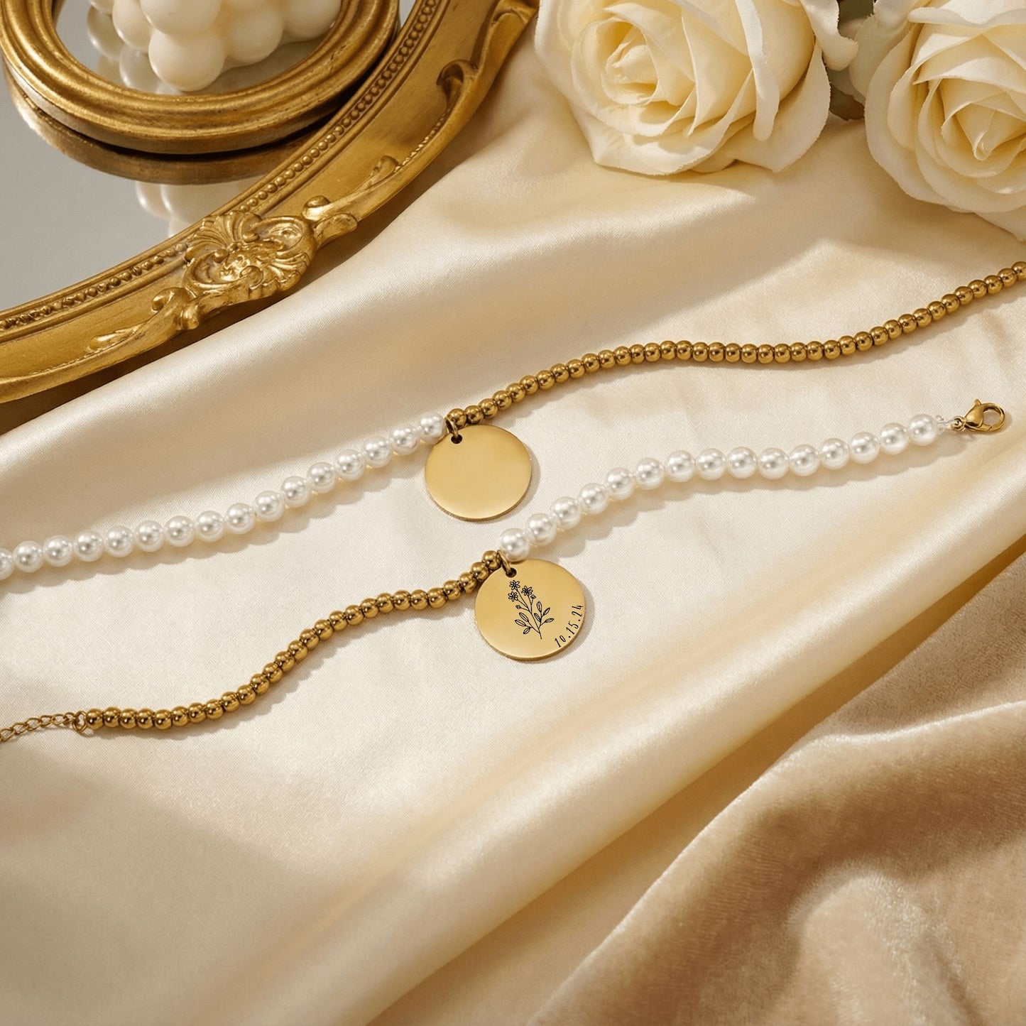 personalized date baptism bracelet for sisters