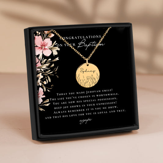 jw engraved baptism necklace for sisters