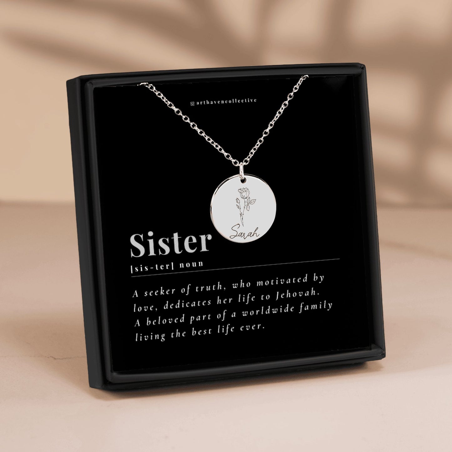 best life ever baptism necklace for sisters with flower choice