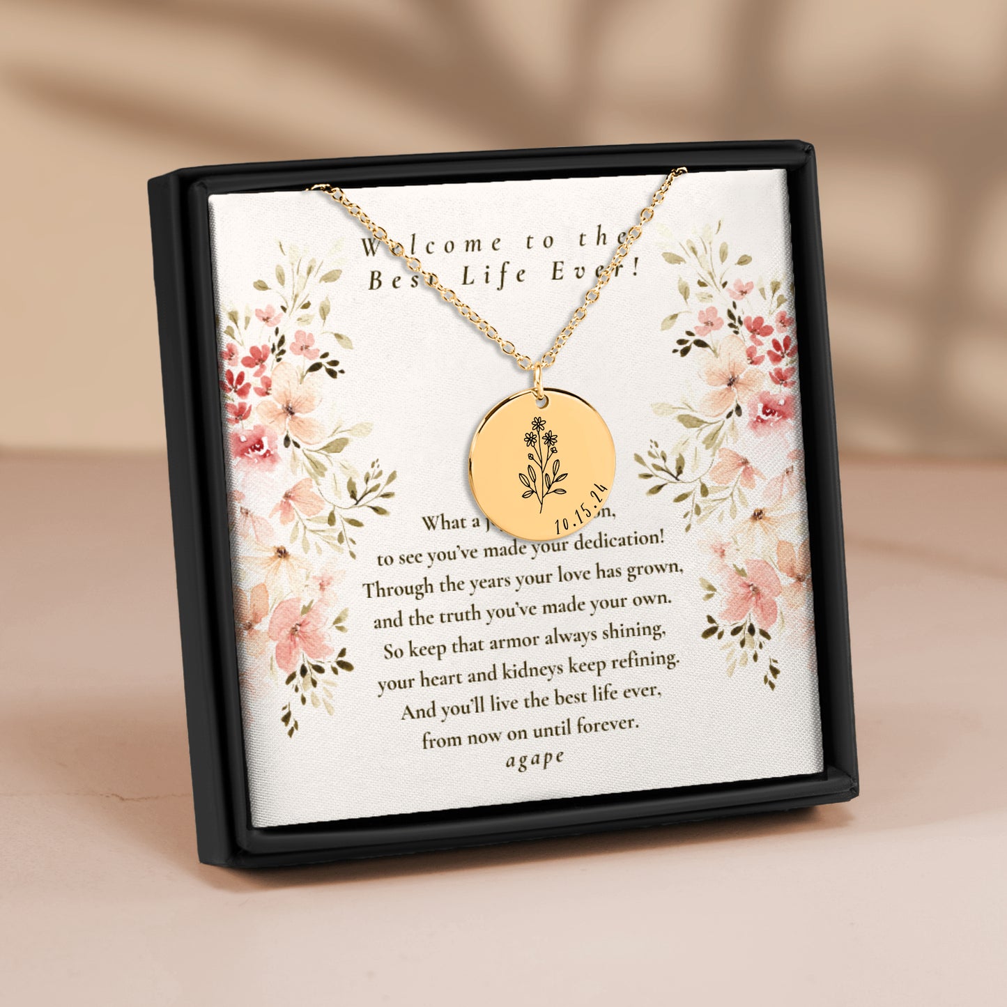 baptism necklace with poem for sisters