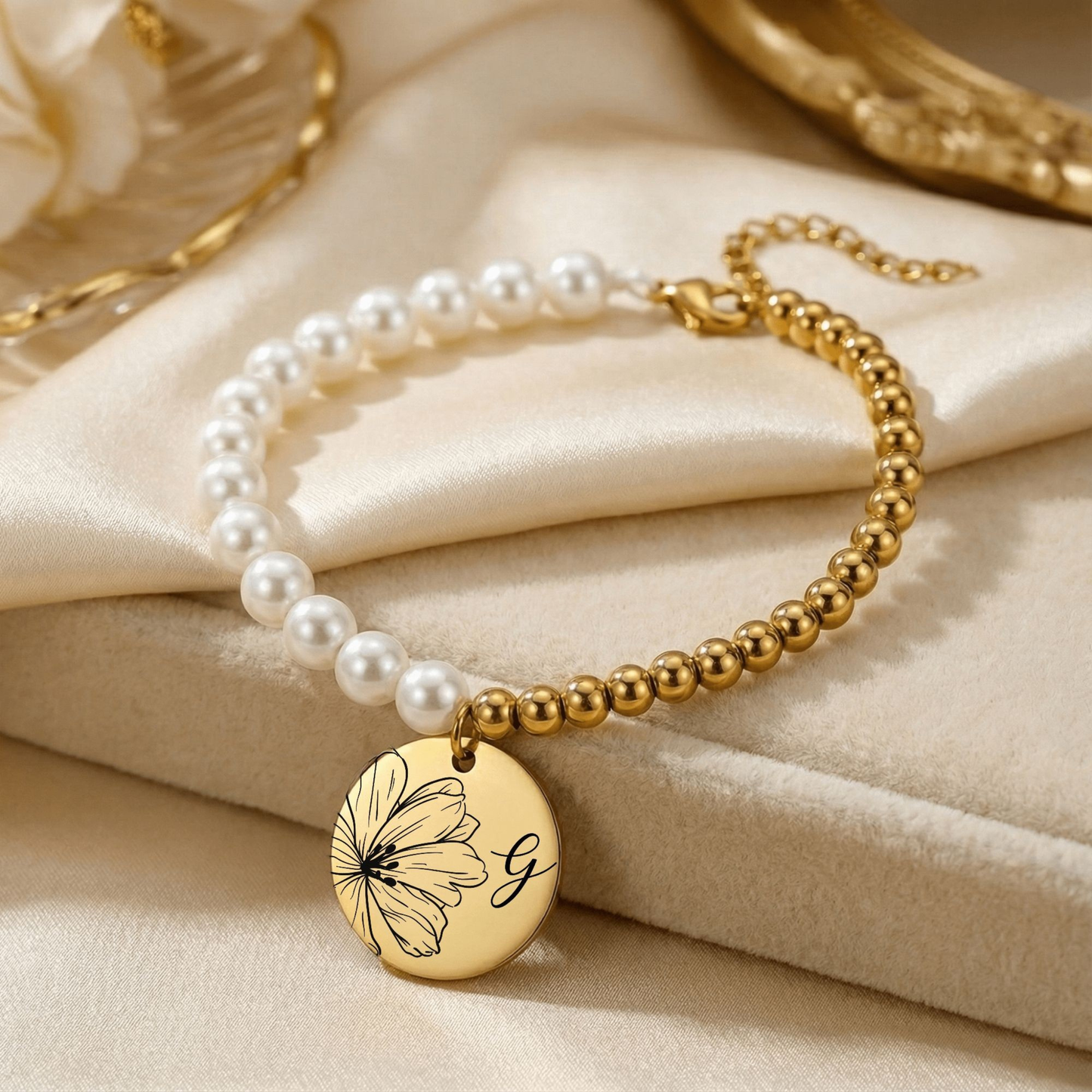 flower choice baptism bracelet for sisters