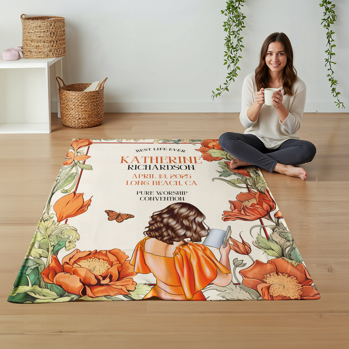 50" x 60" Baptism blanket for sisters, jw personalized baptism gift for girl